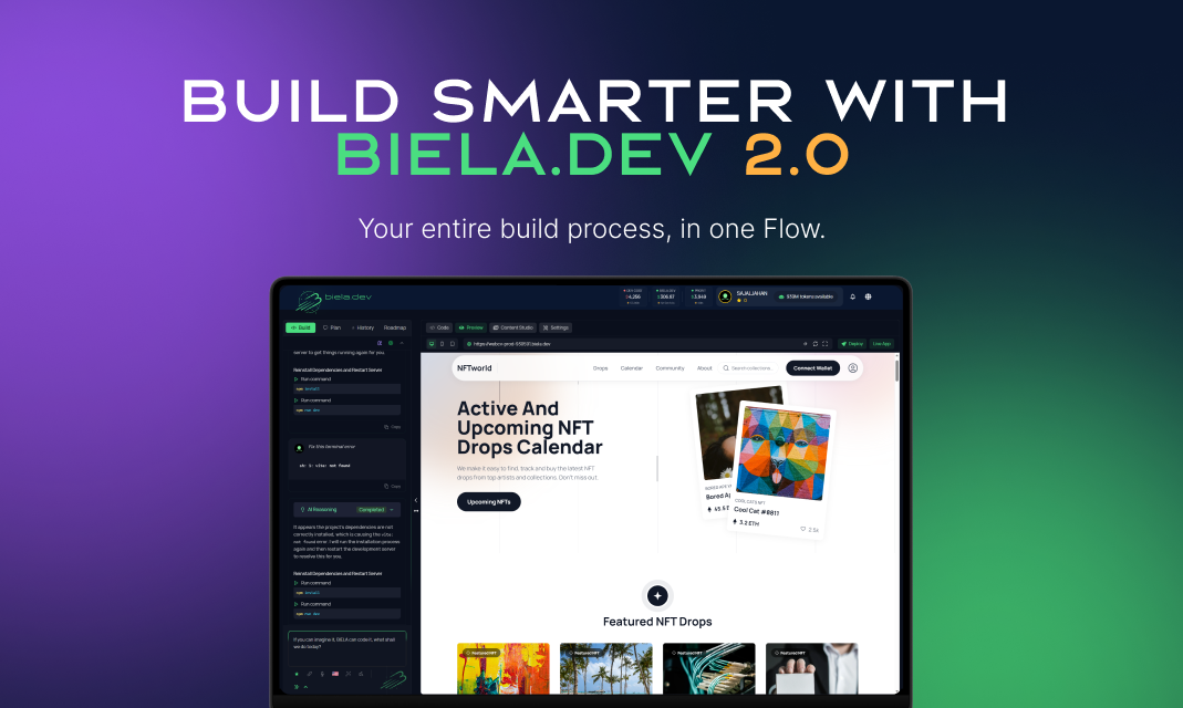 Biela.dev 2.0 - Main product screenshot demonstrating key features and user interface
