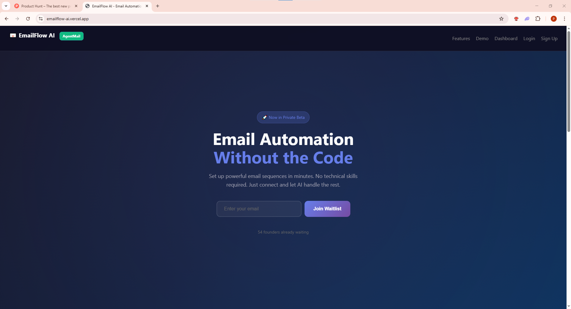 EmailFlow AI - Main product screenshot demonstrating key features and user interface