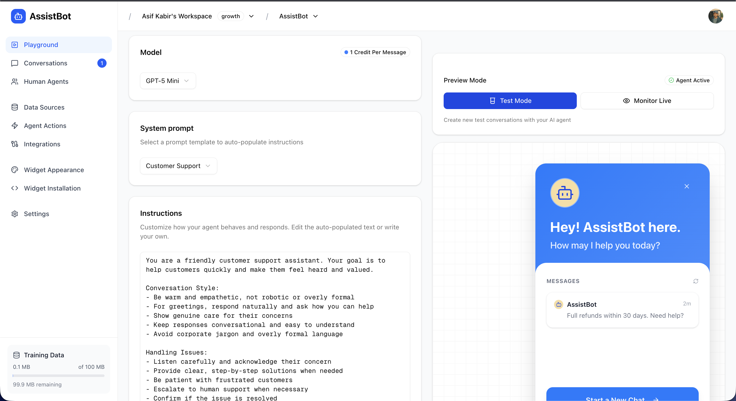 AssistBot - Screenshot 2 showing product features and functionality