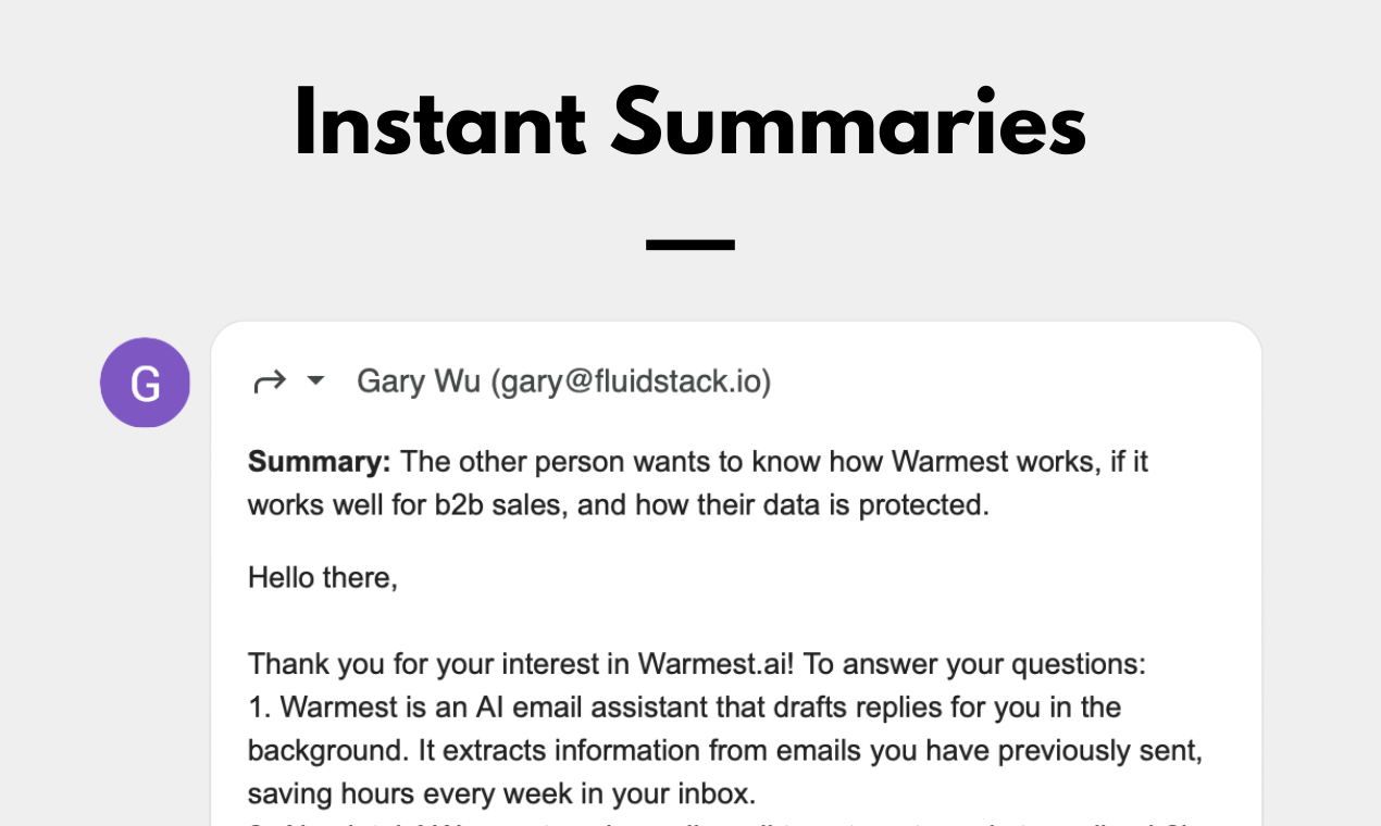 Warmest.ai - AI that drafts your emails in your style, without your help