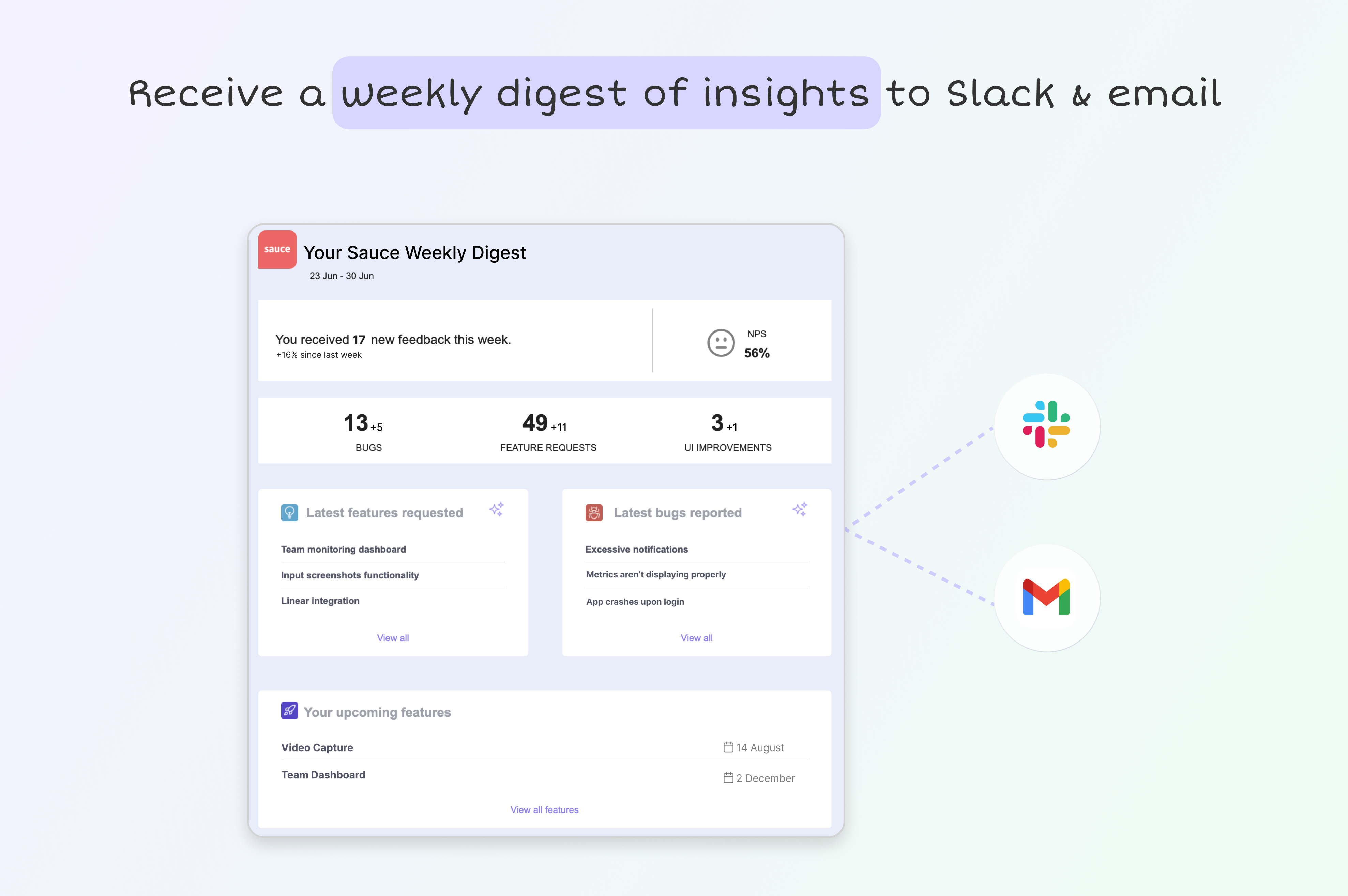 Saus - Automatiseer klantinzichten met AI -productfeedback media 5