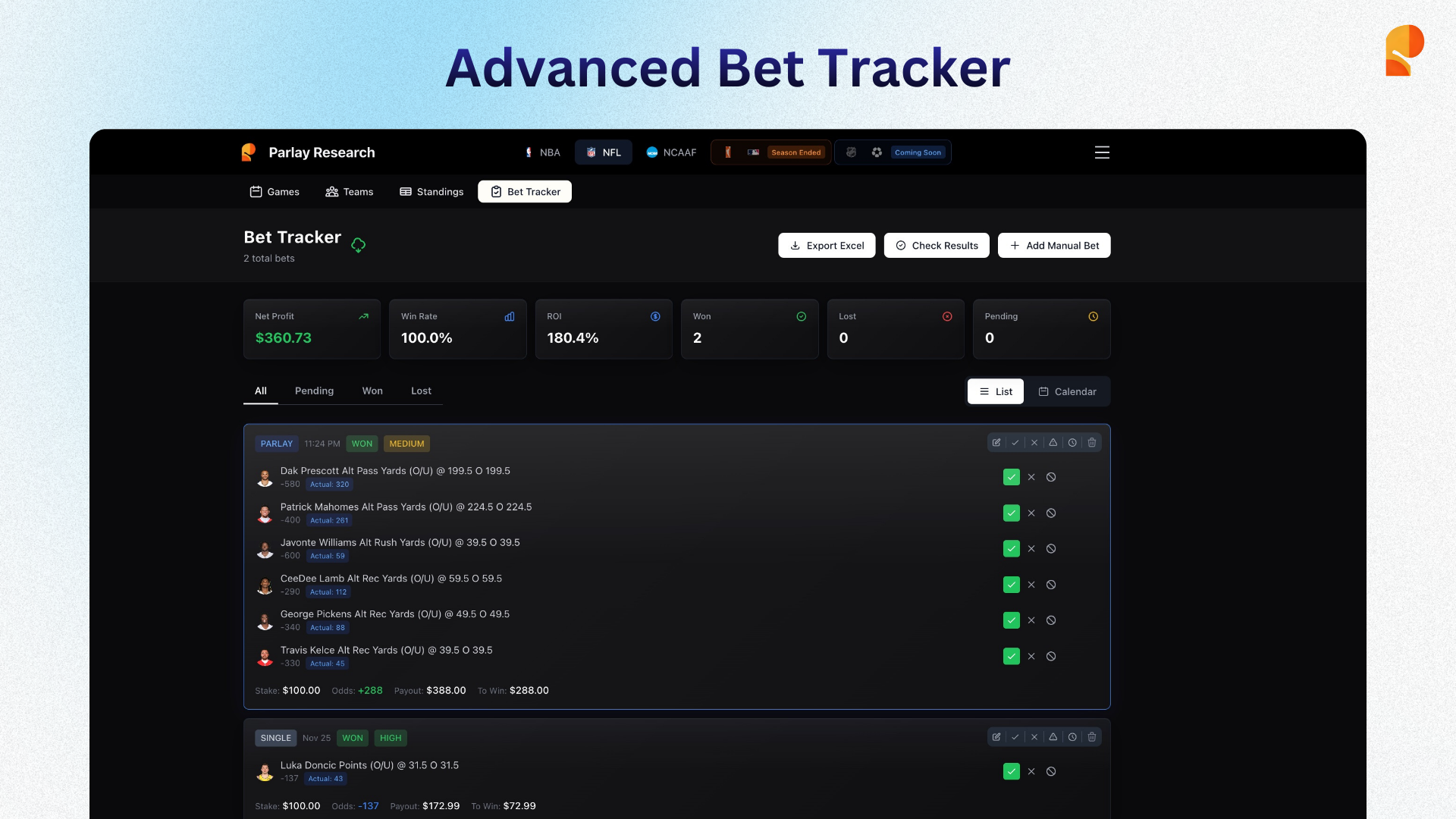 Parlay Research - Screenshot 3 showing product features and functionality