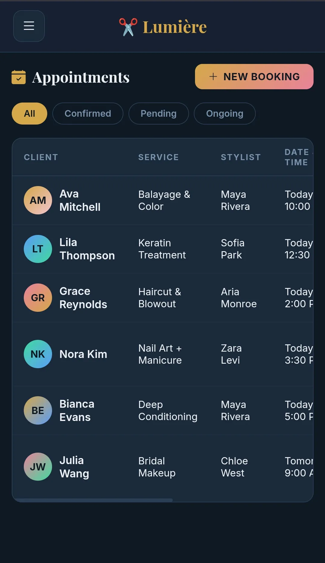 Lumier saloon management app gallery image