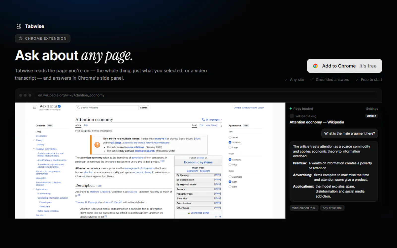 Tabwise - AI assistant on every page screenshot 1
