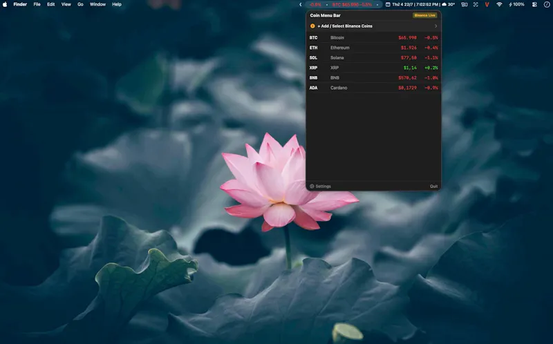 Coin Menu Bar screenshot 1