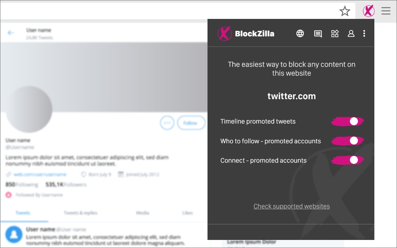 Média Blockzilla - Filtre de contenu - Malade et fatigué des publicités, des tweets promus et des messages parrainés? 4