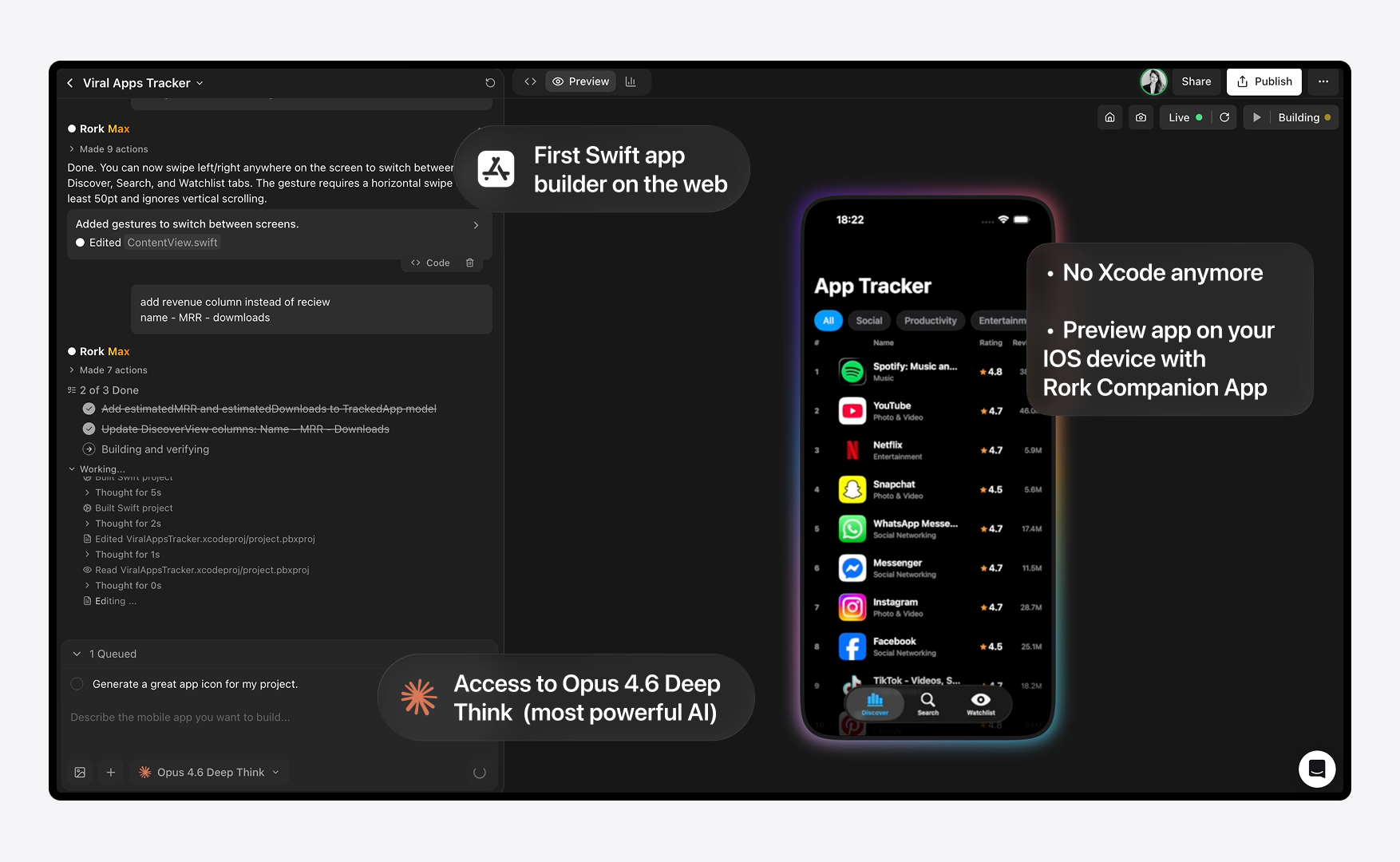 Rork Max - Main product screenshot demonstrating key features and user interface