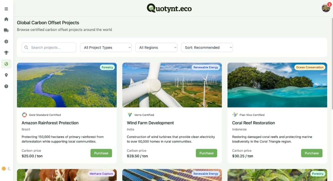 Quotynt.eco - Screenshot 3 showing product features and functionality