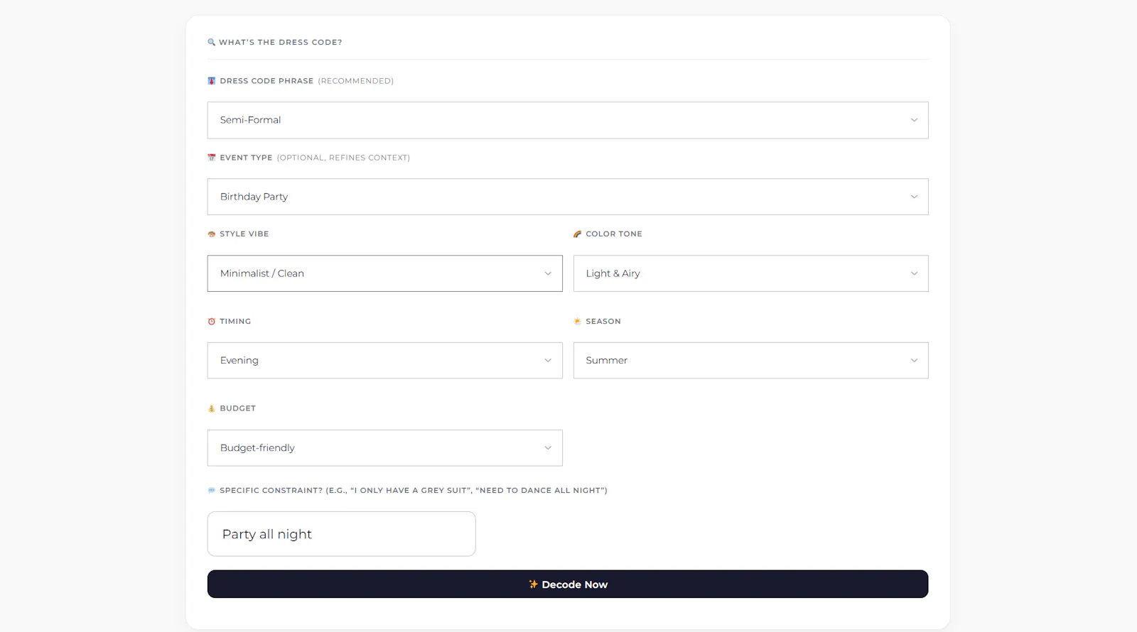 Dress Code Decoder screenshot 2