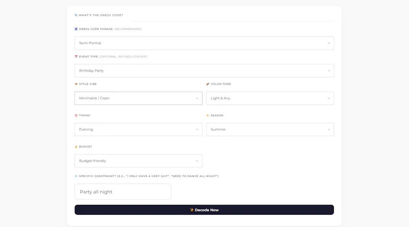 Dress Code Decoder screenshot 2