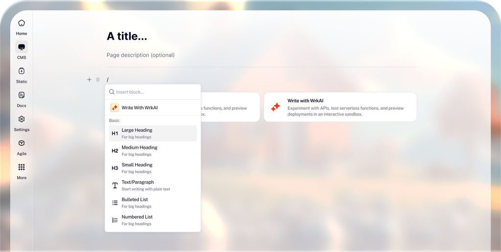 Mídia 2 de WrkOS - O sistema operacional do site da sua startup.