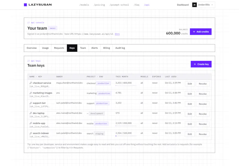 LazySusan: AI API Management for Teams screenshot 5