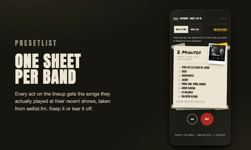 Presetlist screenshot 3