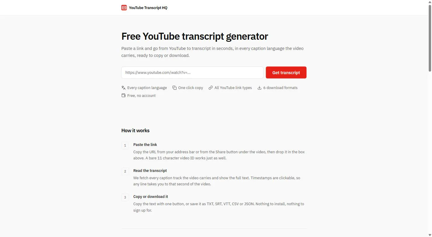 YouTube Transcript HQ gallery image