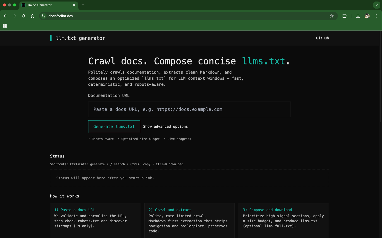 Documenti puliti per LLMS - Crawl Docs.Comporre LLMS.txt concise. media 1