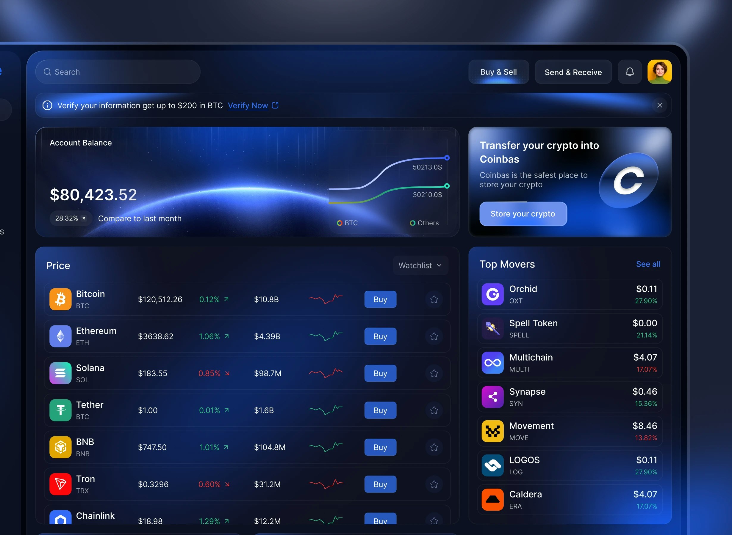 Coinbase Clone - Main product screenshot demonstrating key features and user interface