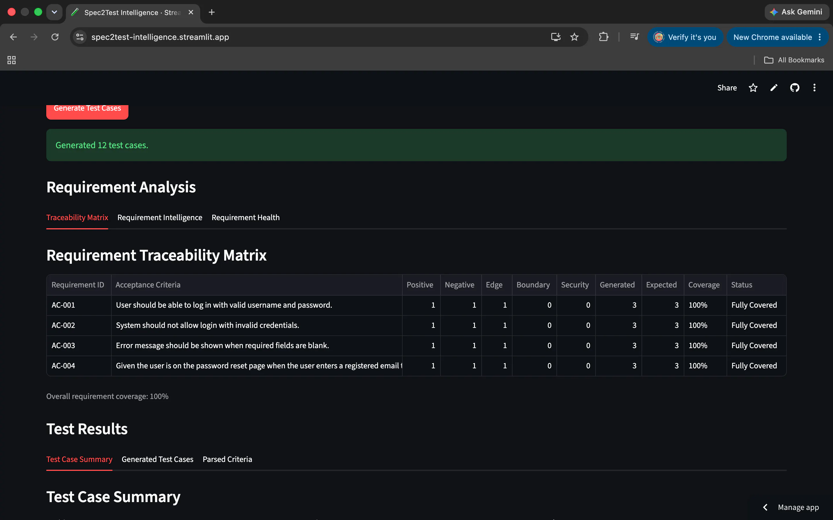 Spec2Test Intelligence gallery image
