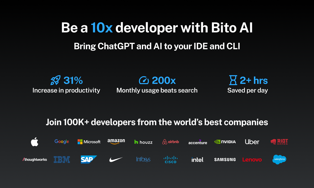 startuptile Bito AI-Use ChatGPT and OpenAI in your IDE/CLI to save 2 hours a day