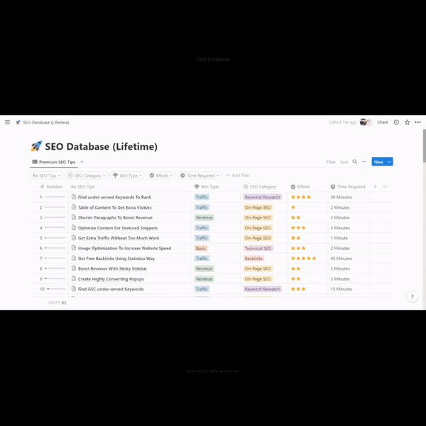 SEO -Datenbank (Lebensdauer)
