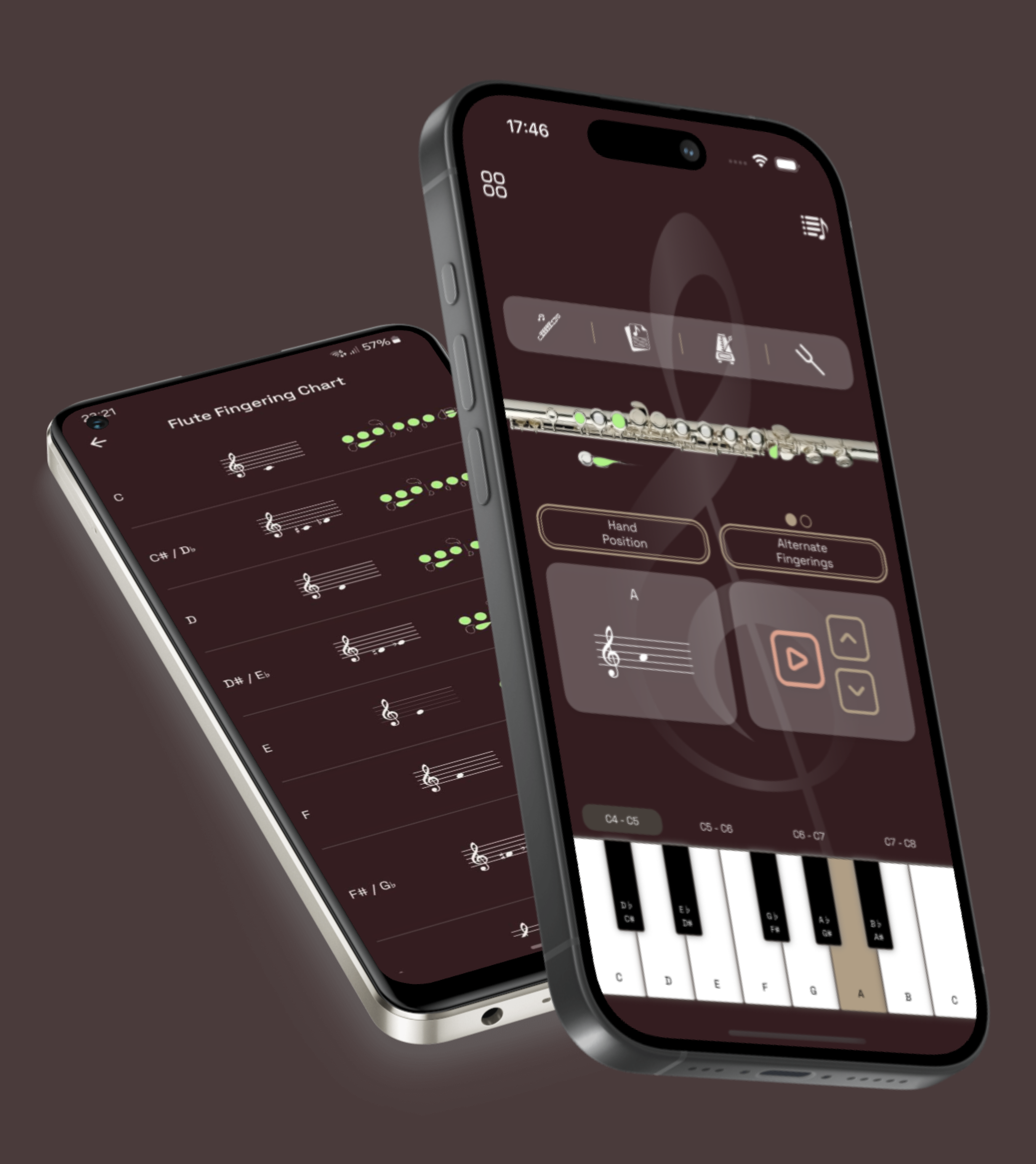 Média Flute Dignering - Tableau de doigté, flûte virtuelle, échelles, tuner et métronome 1