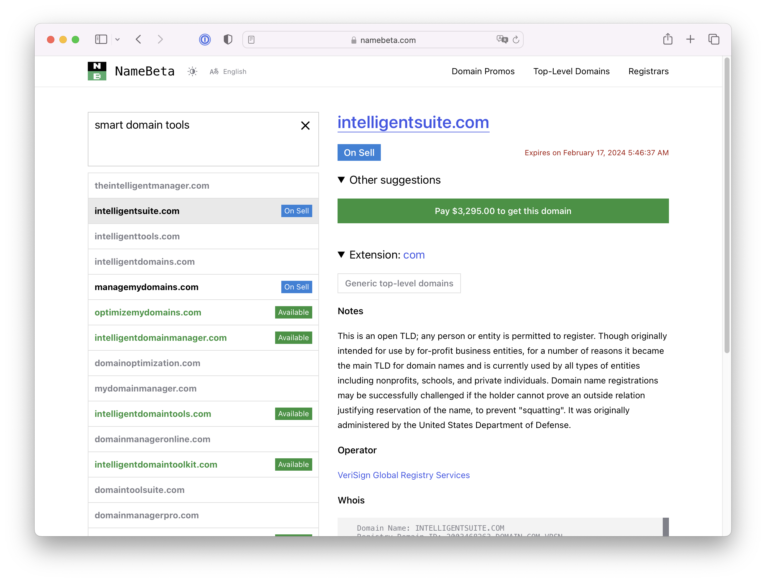 Mídia 3 de Namebeta - Encontrar o domínio simplificado com sugestões de IA
