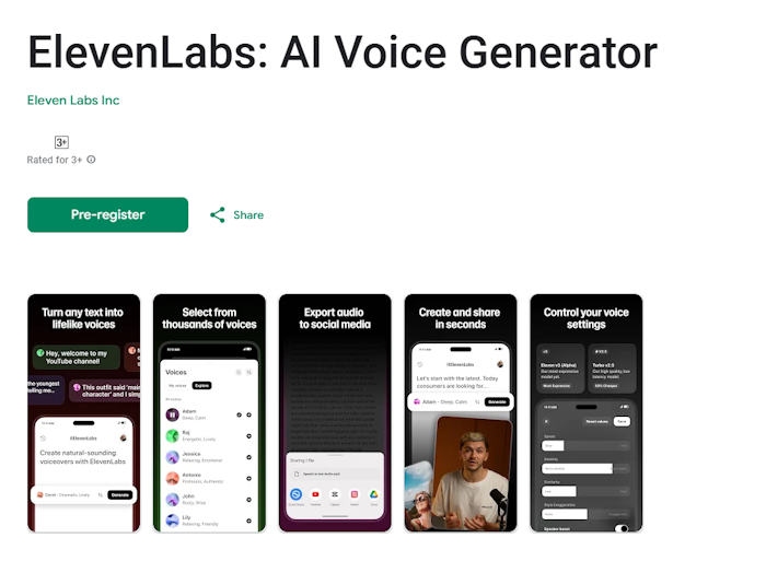 ElevenLabs app for iOS and Android产品图