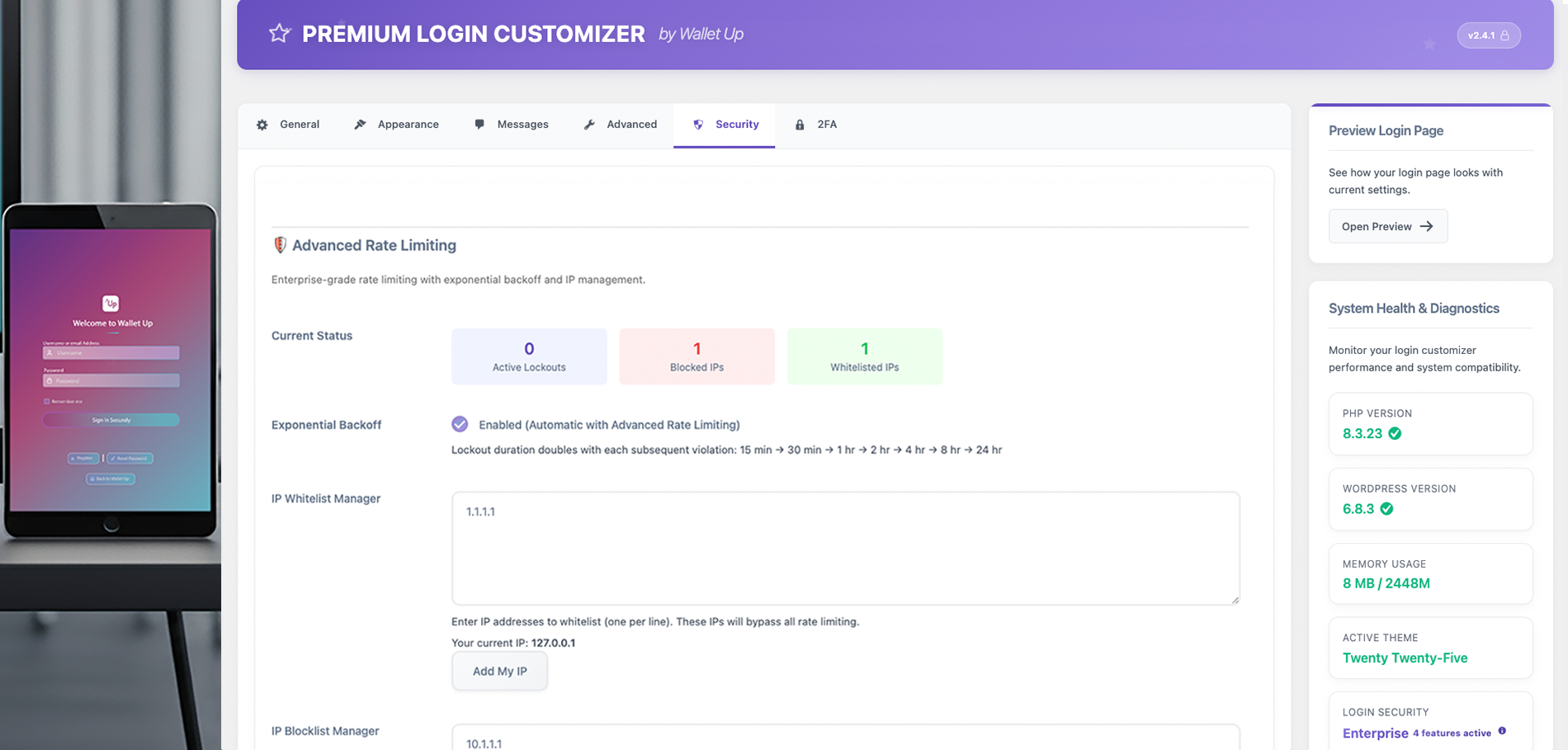 WalletUp Login Customizer gallery image