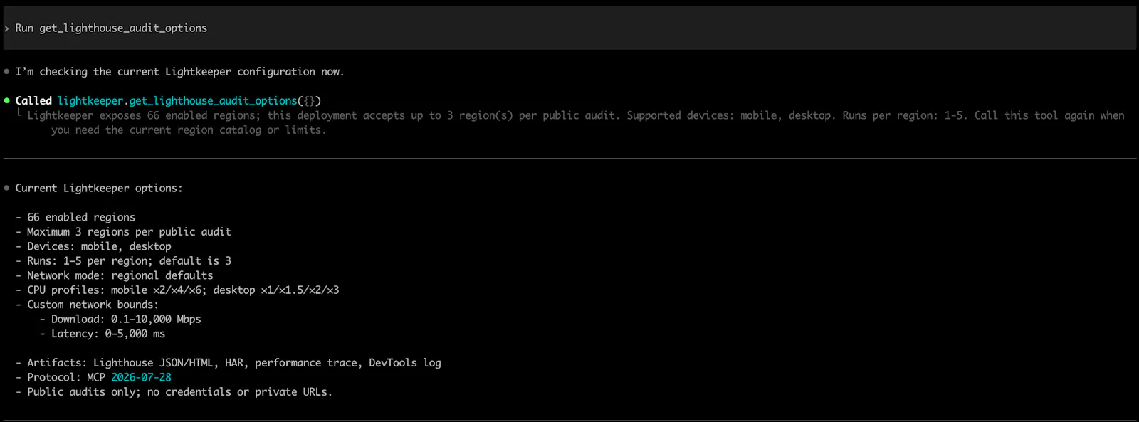LightKeeper MCP screenshot 2