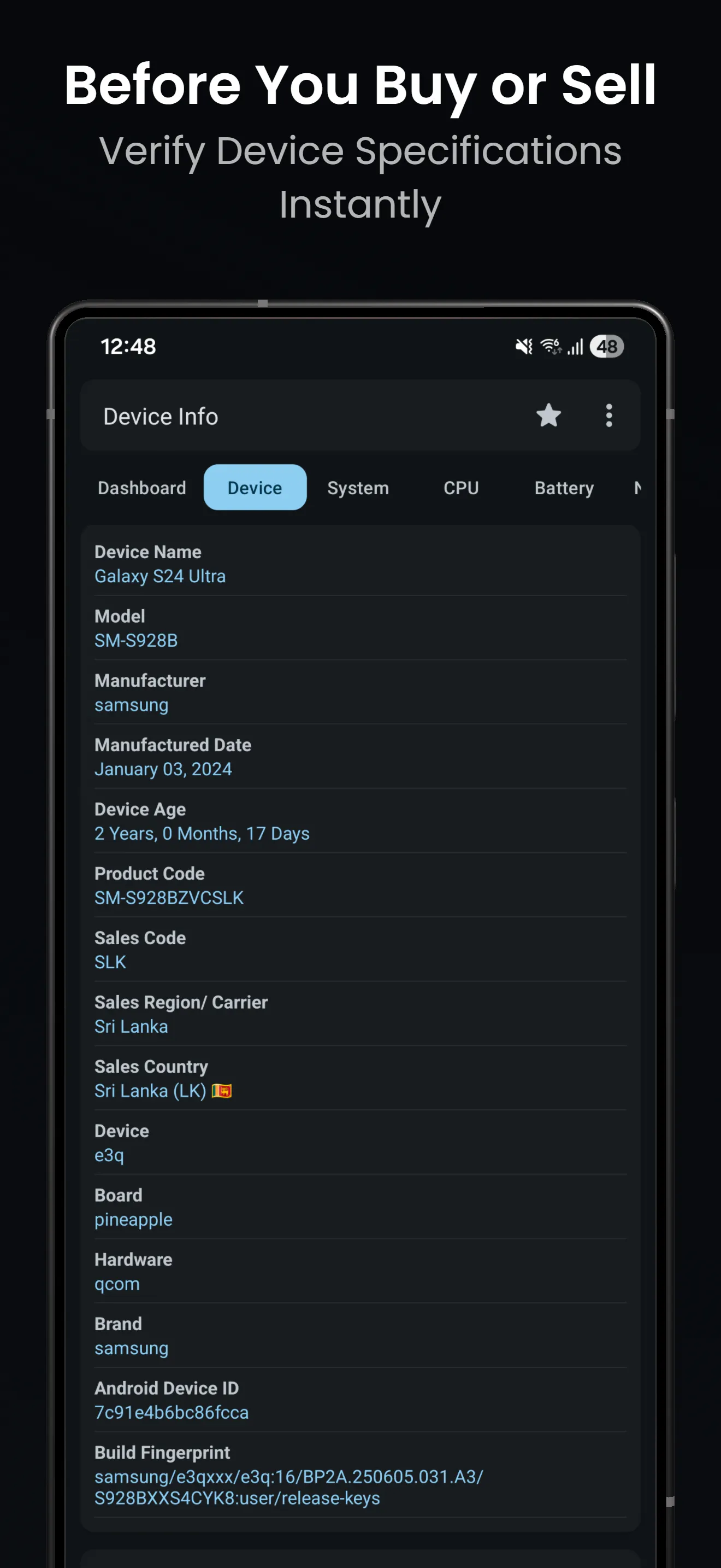 Device Info: System & CPU Info screenshot