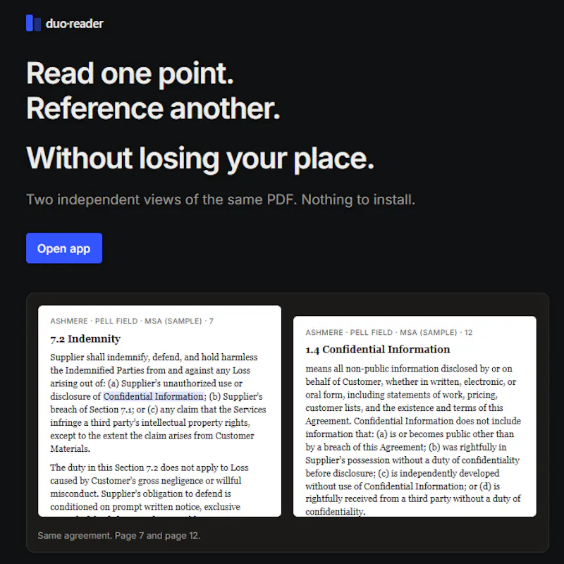 duo·reader— split view for long docs screenshot 2