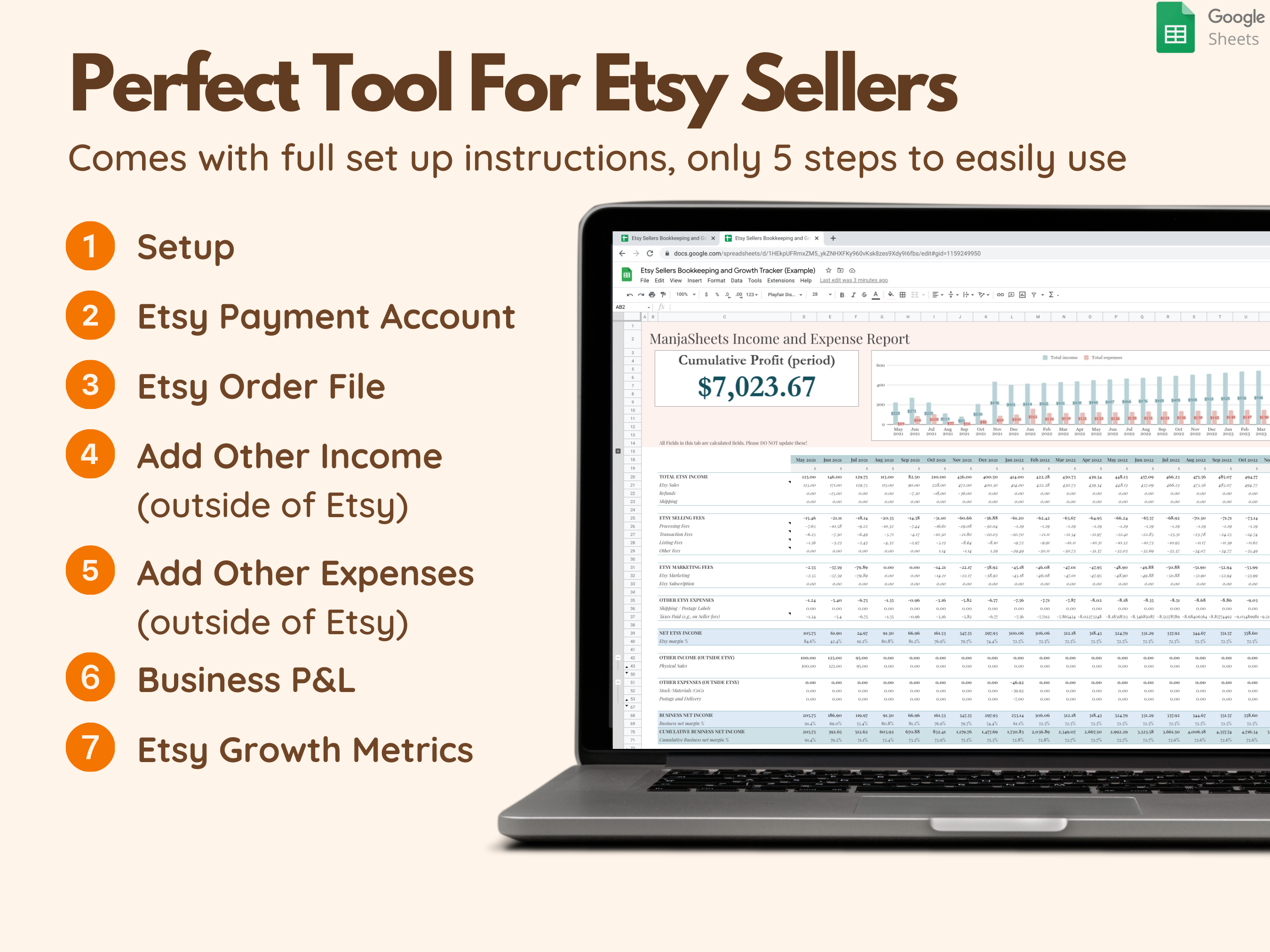 Электронная таблица, чтобы отслеживать продажи Etsy - Автоматизированная электронная таблица для легко отслеживания продаж и прибыли Etsy медиа 5