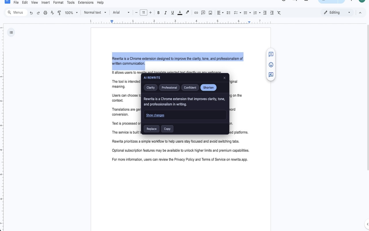 Rewrita - Main product screenshot demonstrating key features and user interface