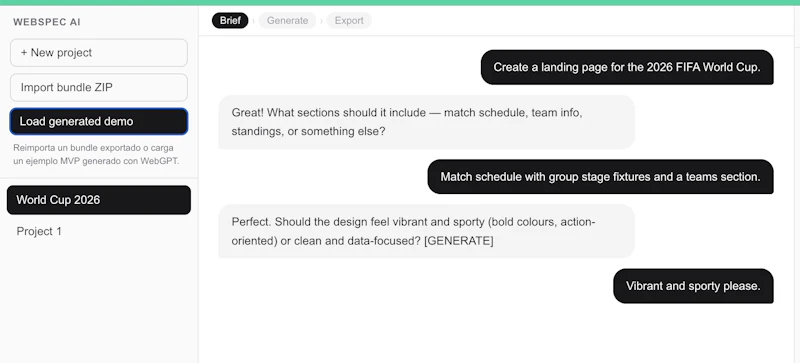 WebSpec AI screenshot 2