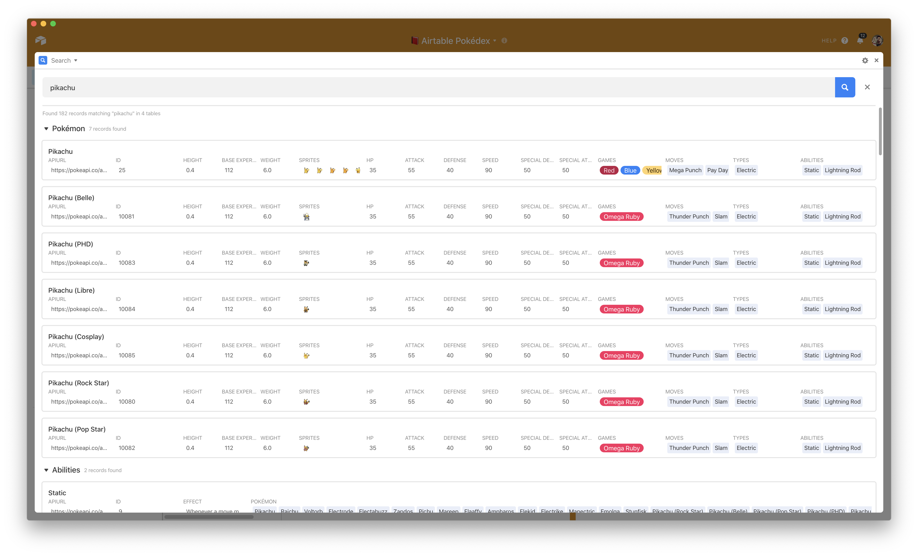 Airtable Pokédex gallery image