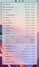 Formula 1 Calendar MenuBar gallery image