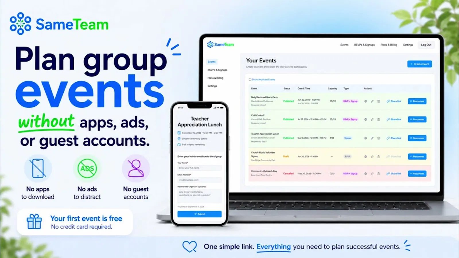 SameTeam Events screenshot 1 (video preview)