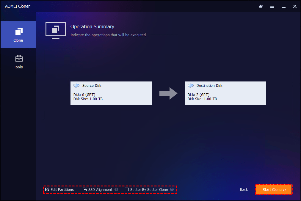 Média Cloner Aomei - Meilleur logiciel de clonage de disque dur pour PC Windows 4