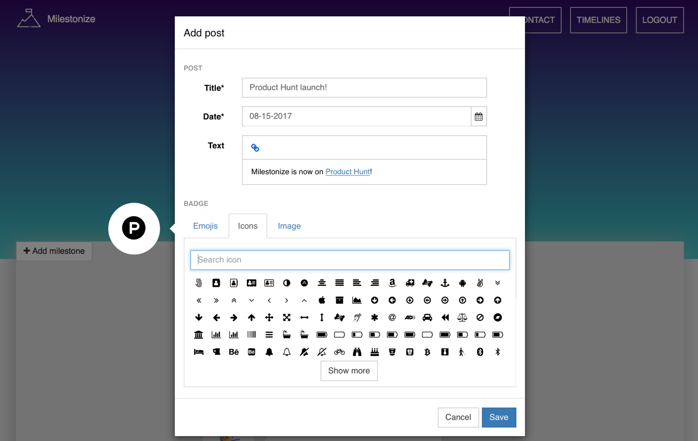 Milestonize gallery image