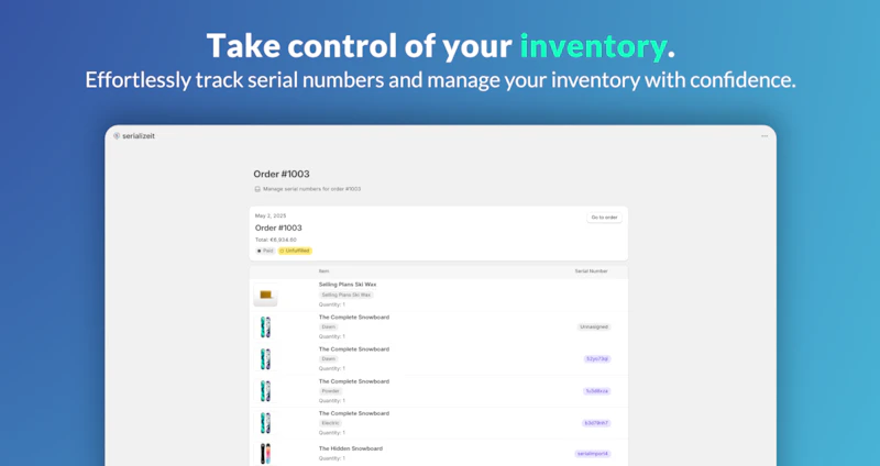 SerializeIt - Serial Numbers in Shopify screenshot 2