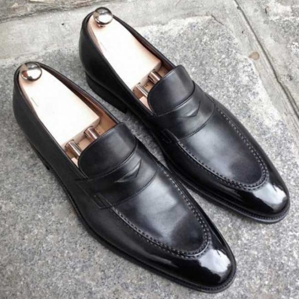 Handmade Men Black Leather Shoes gallery image