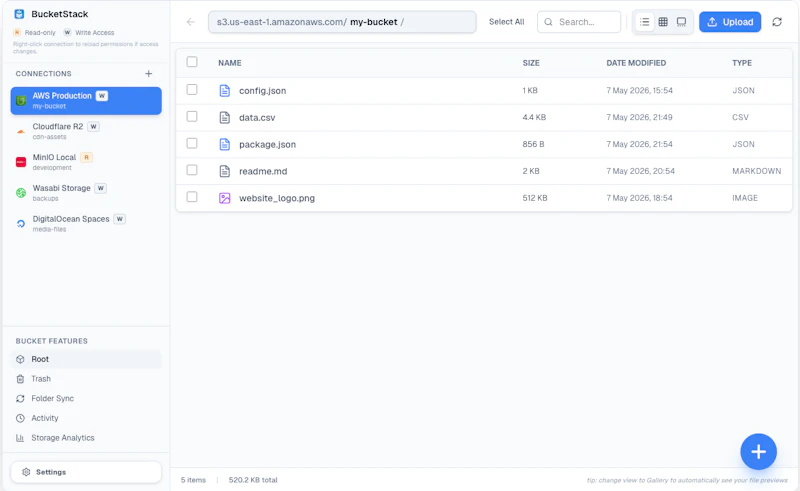 BucketStack screenshot 1