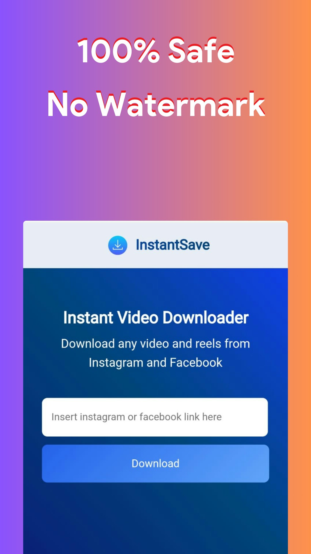 즉시 저장 - 광고 무료 - InstantSave- Instagram과 Facebook 비디오를 저장하십시오 미디어 1