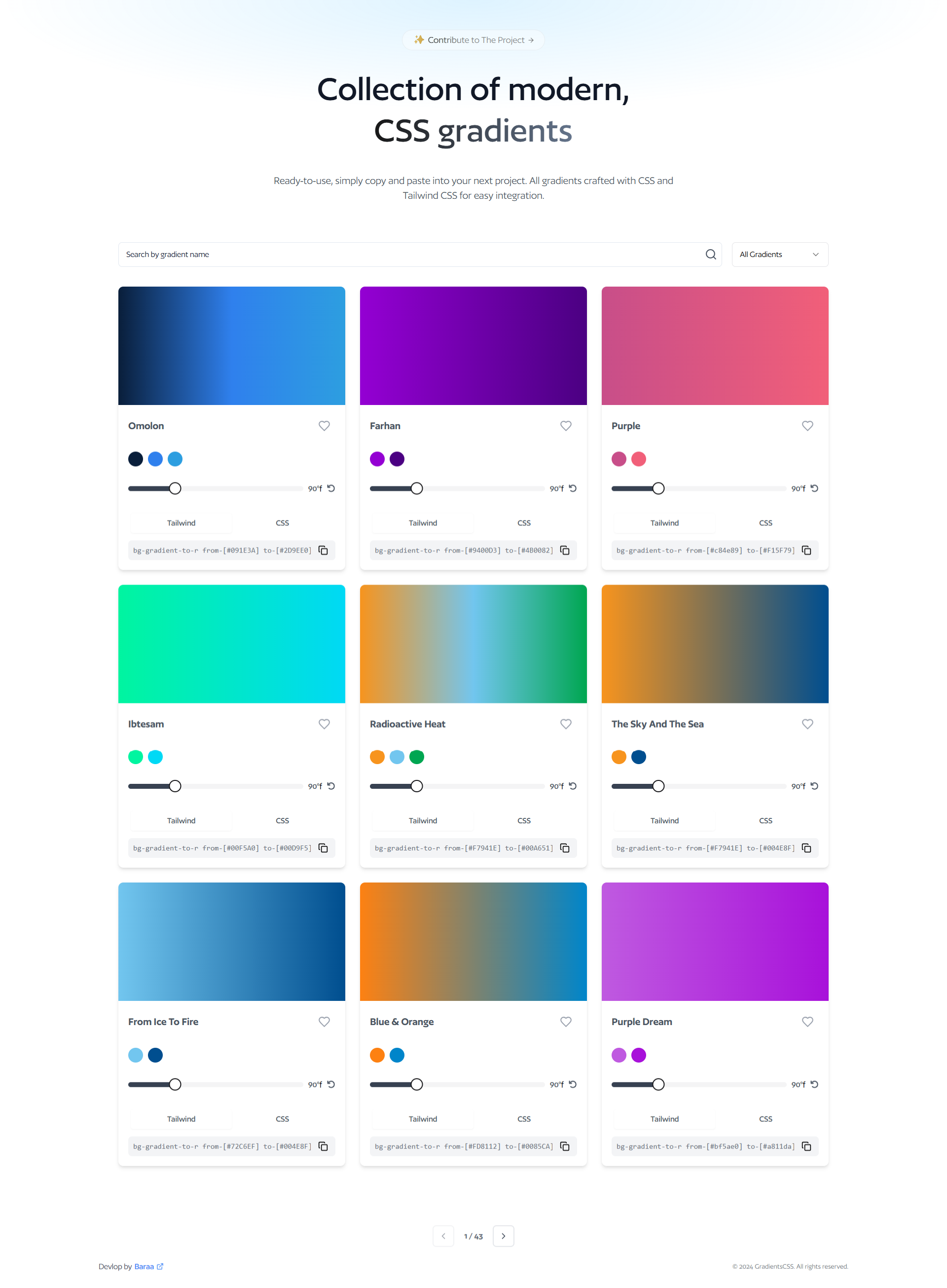 Gradientscss - Una colección de gradientes, listos para sus proyectos. media 1