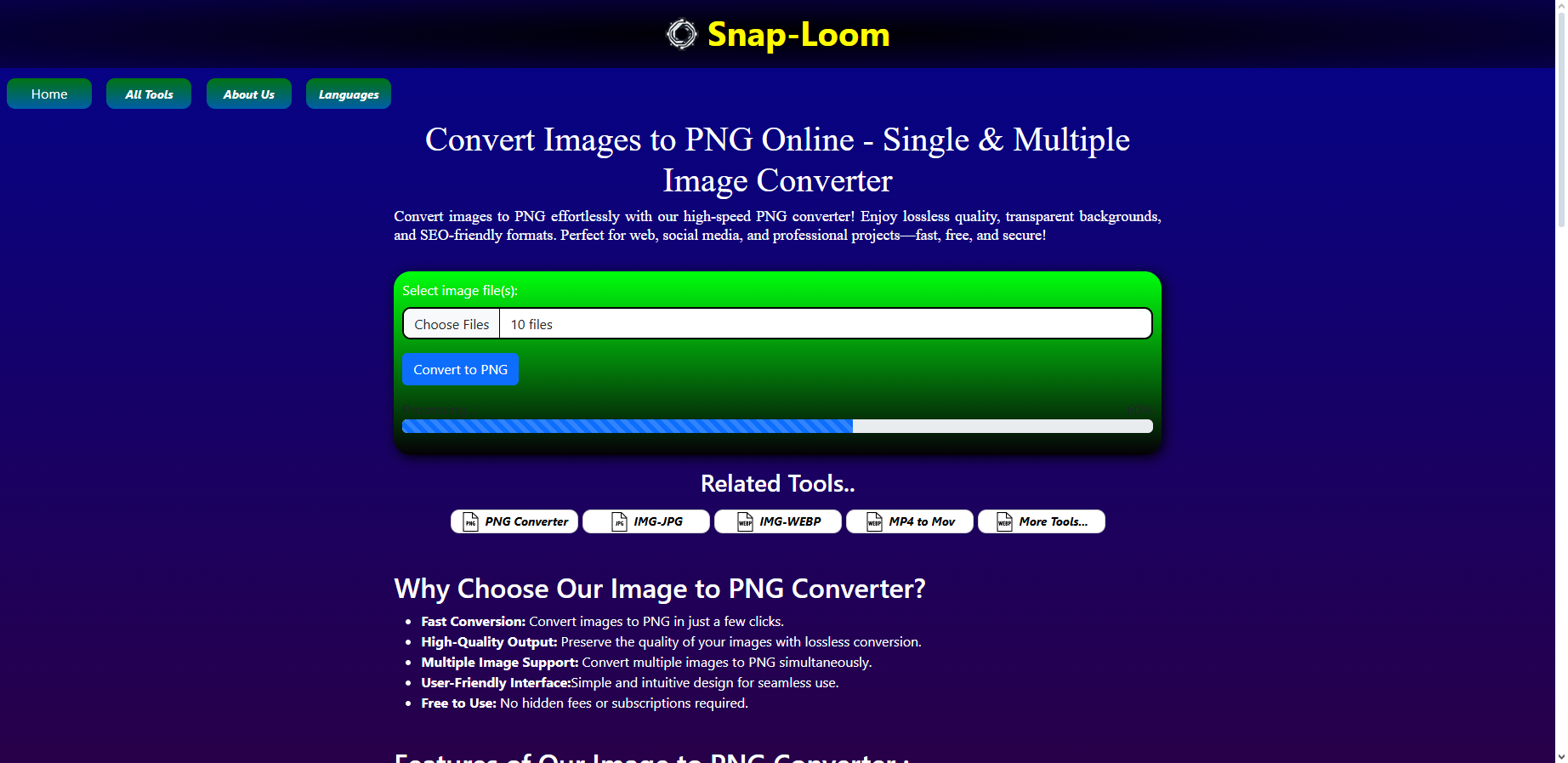 Snaploom - PNG Converter - เครื่องมือออนไลน์ฟรีในการแปลงและแก้ไขไฟล์สื่อ media 2