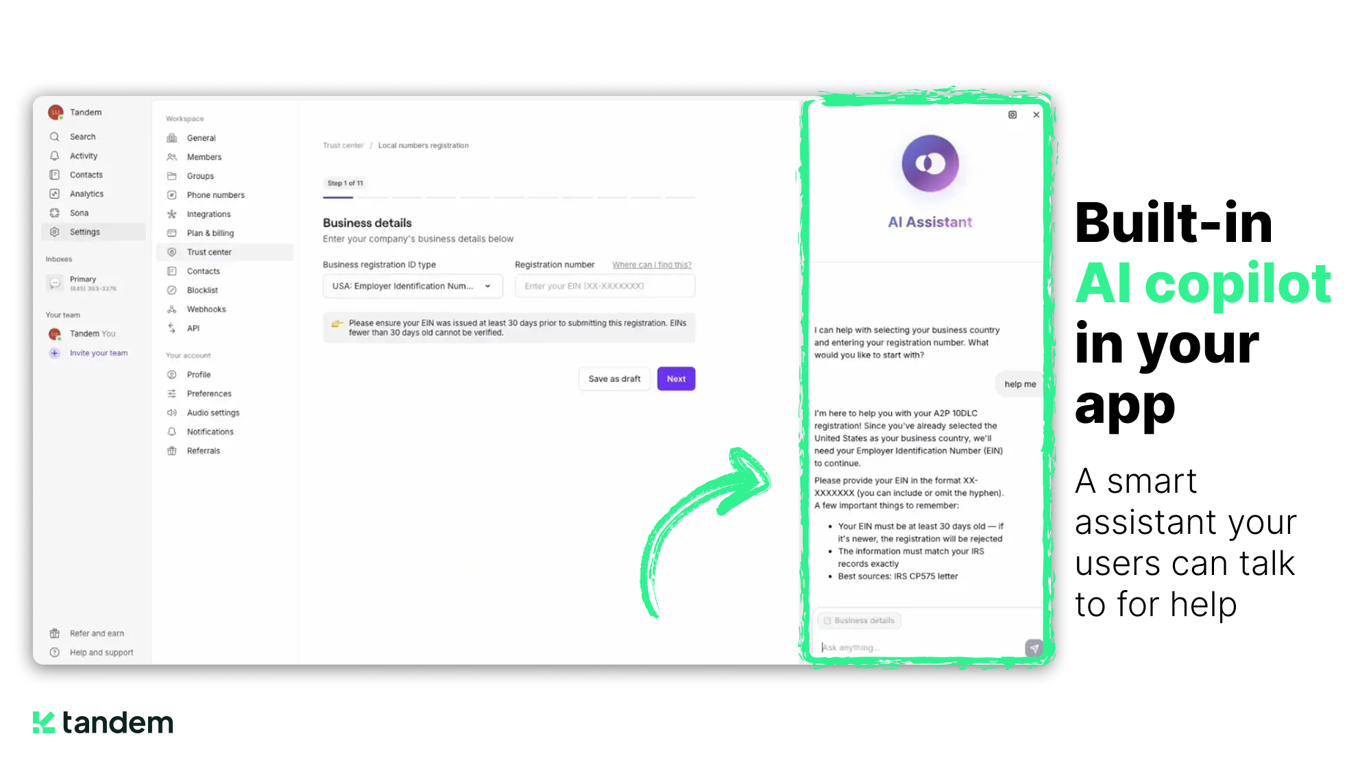 Tandem AI - Screenshot 2 showing product features and functionality