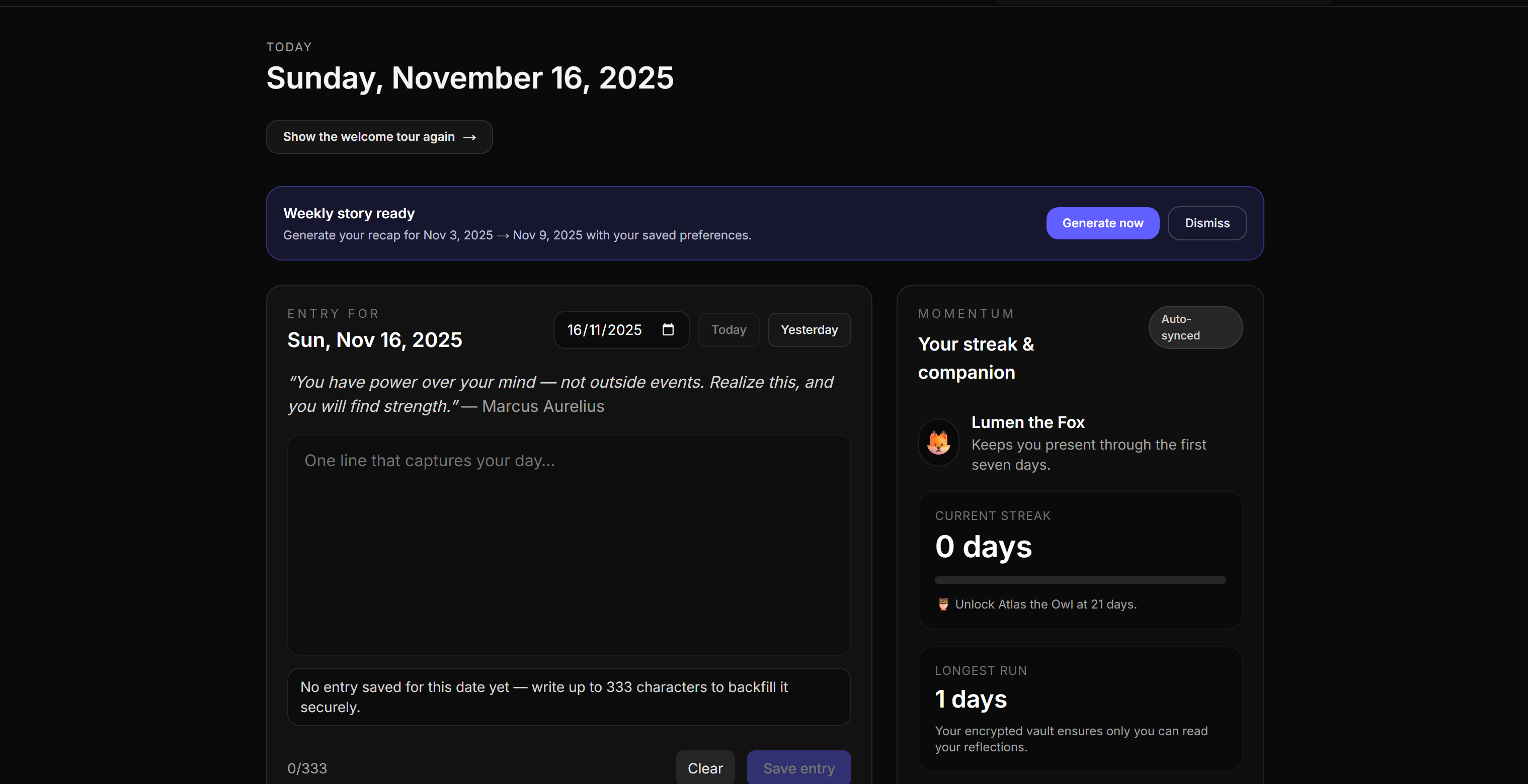 OneLine — One honest line a day - Screenshot 2 preview
