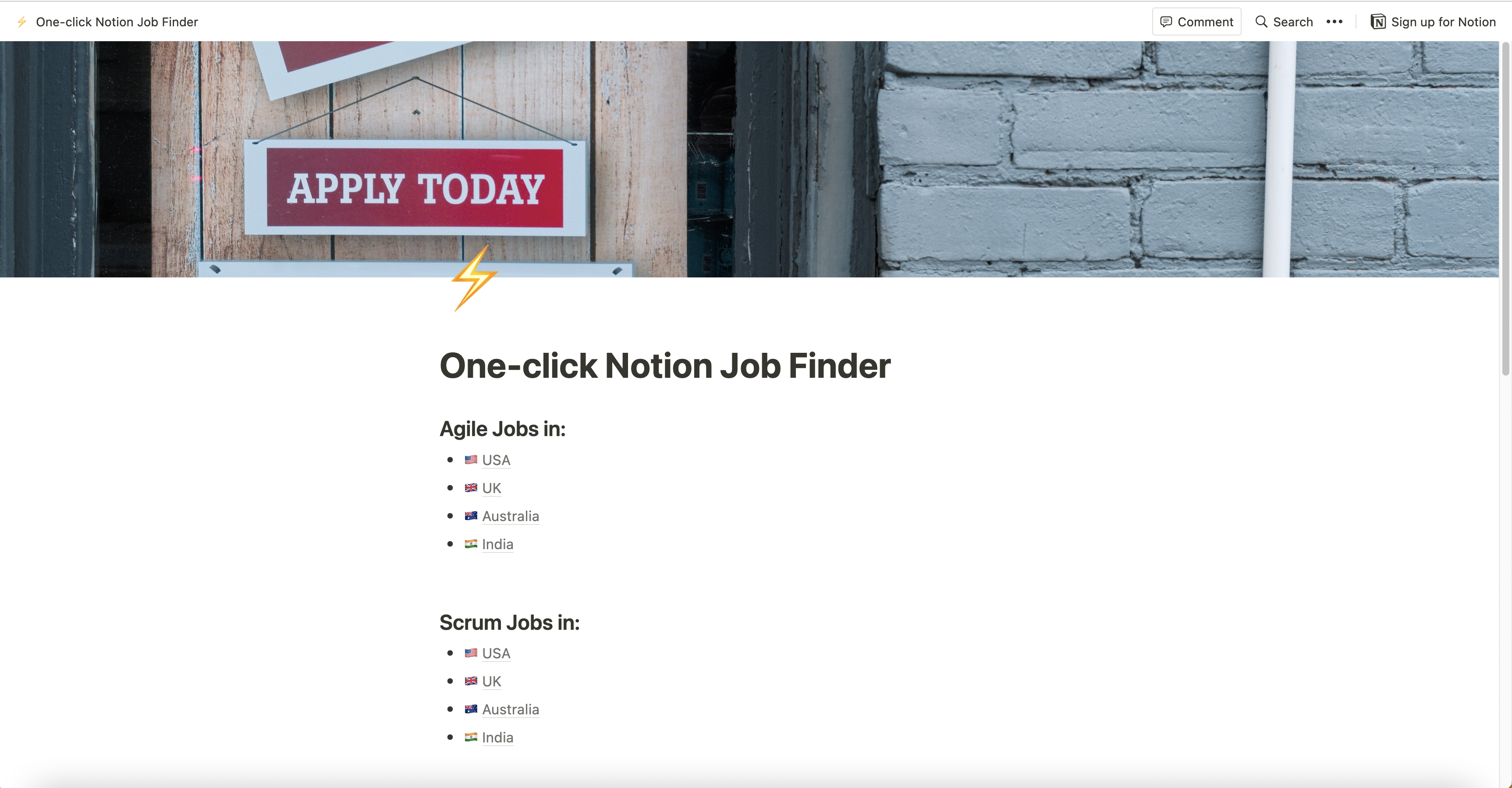 Buscador de trabajo de noción de un solo clic - Encuentre fácilmente trabajos en diferentes campos y países media 1