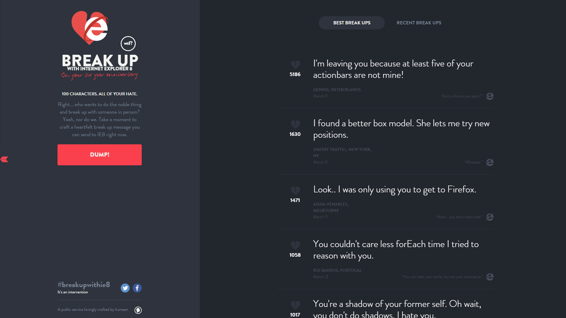 Break up with IE8 gallery image