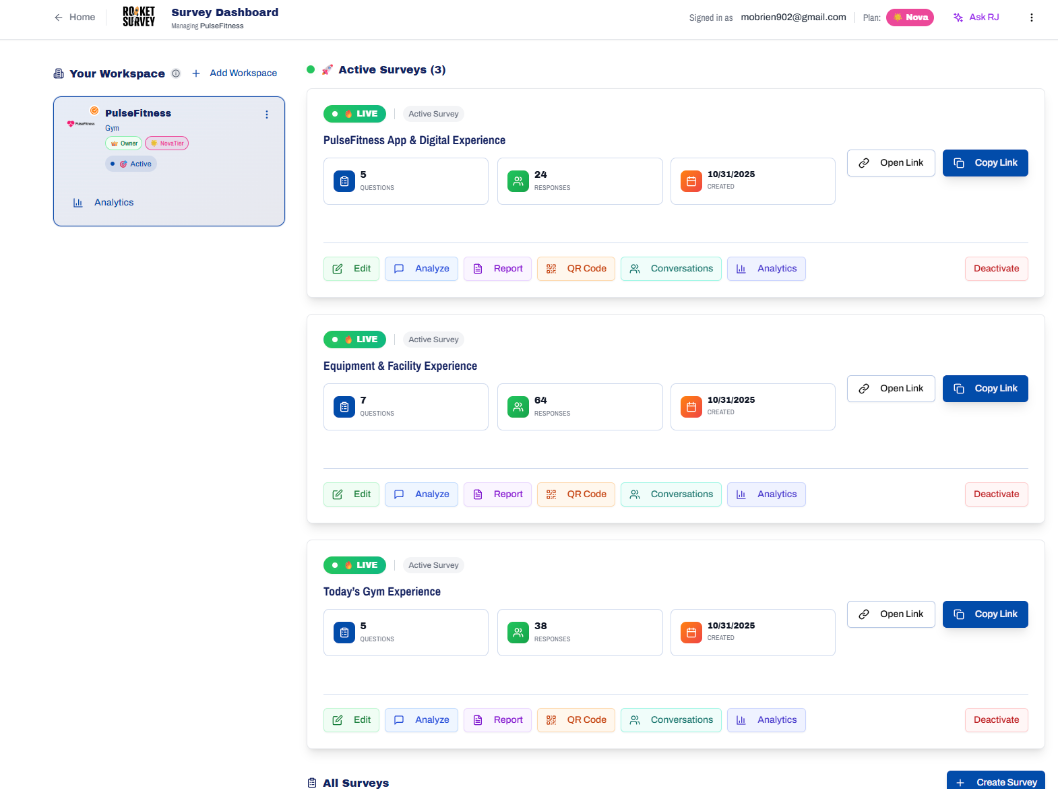 RocketSurvey - Main product screenshot demonstrating key features and user interface