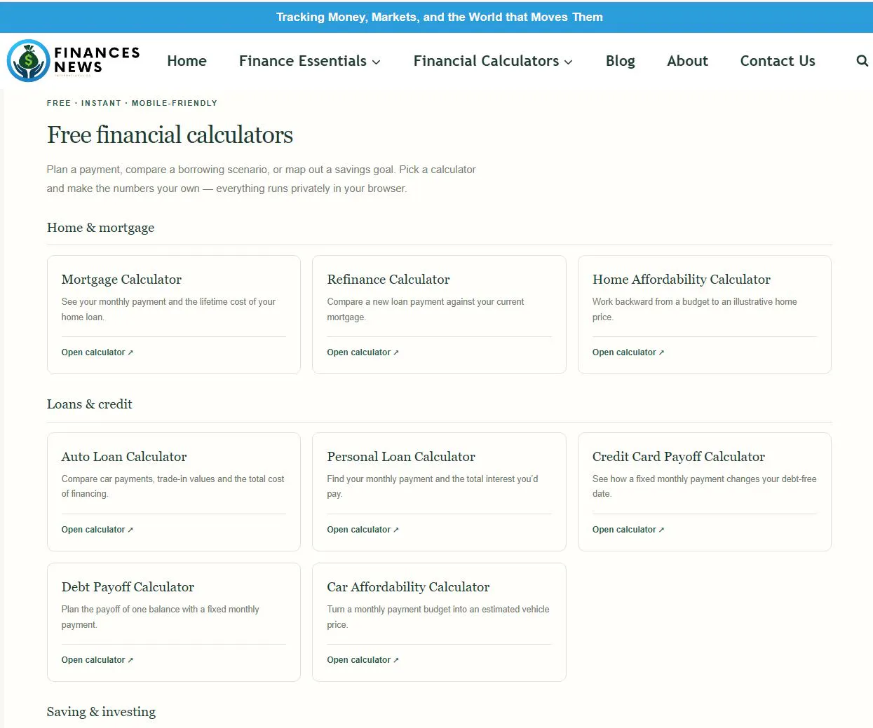 Finances News Calculators